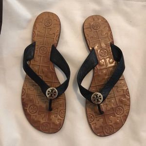 Tory Burch black Leather Thong Sandal